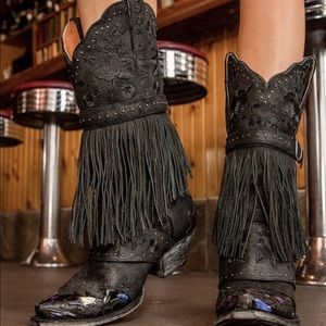 Dan Post Black Fringe Bed of Roses Boots